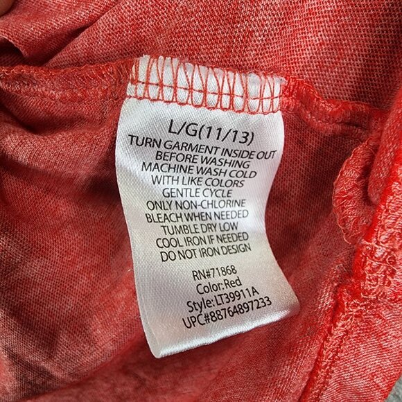 Junior's Red Coca-Cola V-Neck Sheer Shirt Hi Lo V Neck Short Sleeve L (11-13) - Picture 7 of 12